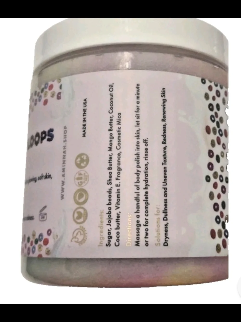 AMINNAH Fruit Loops Sugar Scrub.
